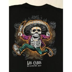 Vintage graphic sword skeleton Los Cabos Black Tee T-Shirt Size XL Men